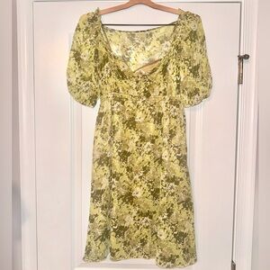 Gianni Bini Olive Green Floral Midi Dress